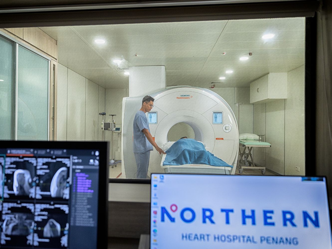 Patient undergoing a non-invasive Cardiac MRI scan to examine heart structure and function without radiation exposure.